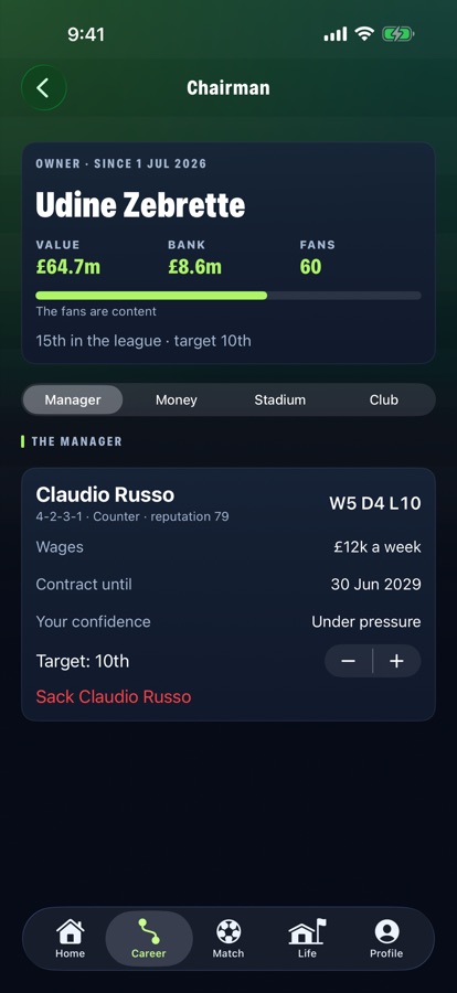 Chairman office with club value and fans