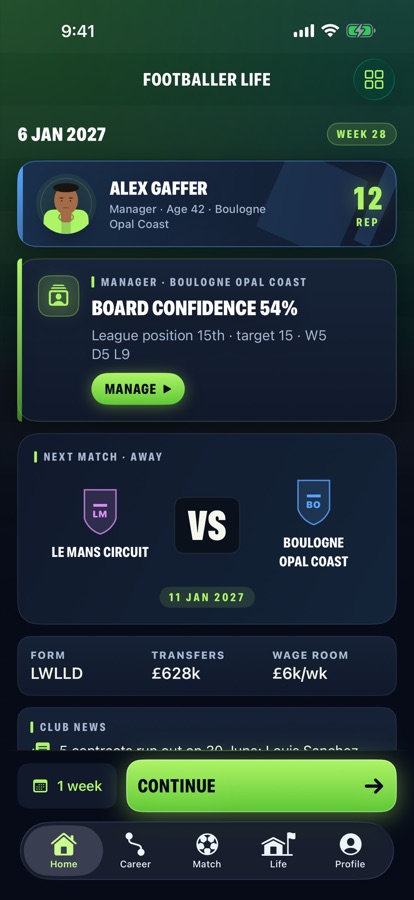 Manager home with board confidence and next match